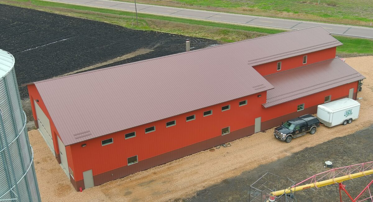 New Prague 22-349 aerial view of side of building