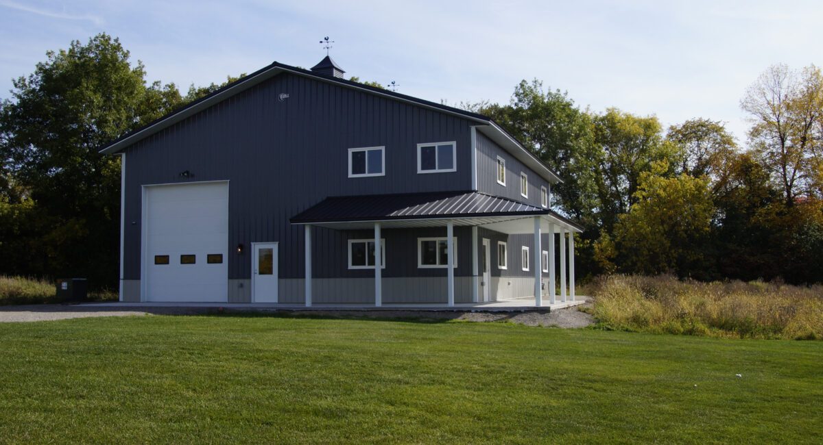 RAM 20-891 Wide angle of front of building with grass lawn in front