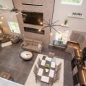 RAM 20-917 Overhead view of living space, dining area, and kitchen from mezzanine