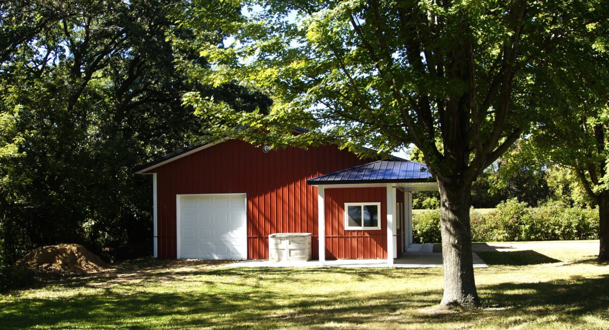 RAM 22-350 Wide angle of front showing building surrounded by trees